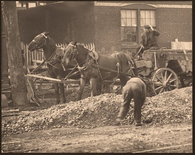 Horse-Drawn Wagon at a Construction Site by William G. Swekosky